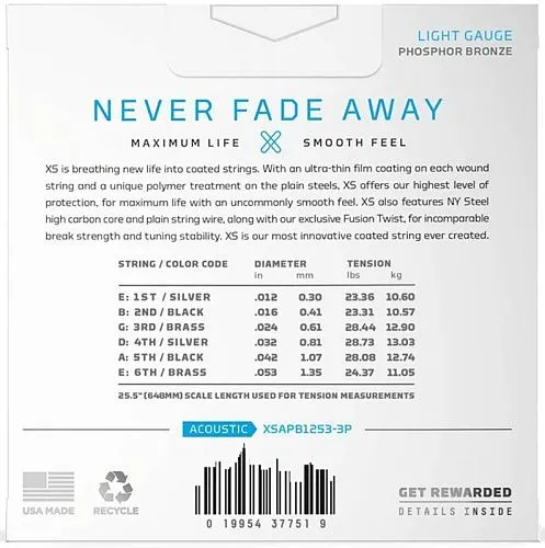 D'Addario XSAPB1253-3P Три комплекта струн для акустической гитары.