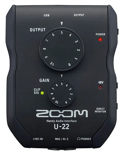 Zoom U-22 Ручной стерео USB аудиоинтерфейс.
